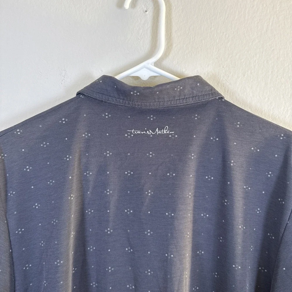 Travis Mathew Polo Shirt Mens XL Blue Pima Blend Golf Preppy Collar Armpit Stain
